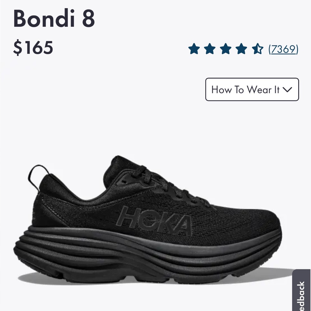 Brand new all black women’s Bondi Hoka - size 6.5